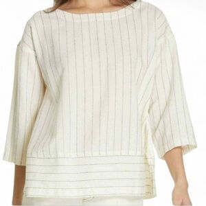 Eileen Fisher Gauzy Organic Cotton Bateau Neck Top